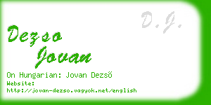 dezso jovan business card